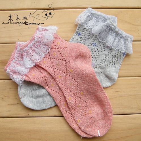 Vintage lace decoration cutout socks female cotton socks spring and summer socks 10 double