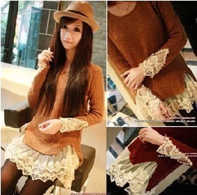 vintage lace decoration patchwork sweater