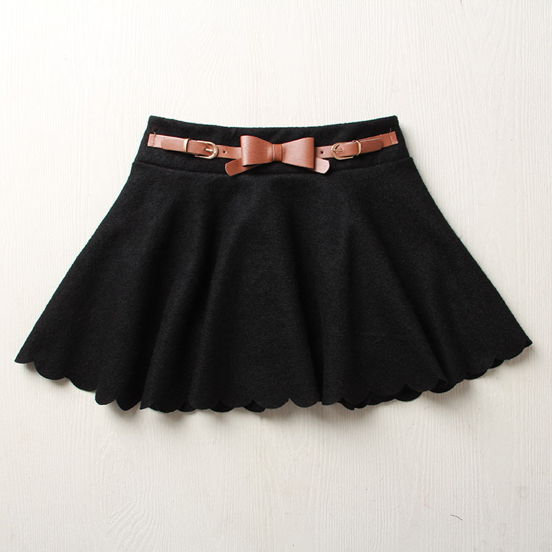 Vintage mid waist bow bust skirt leather cummerbund expansion skirt puff skirt female half-skirt autumn and winter dress short