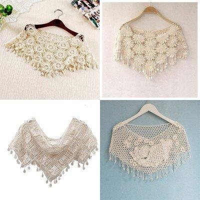 Vintage Openwork Crochet Lace tassel Collar Cape Shawl Tank Top Vest Pullover