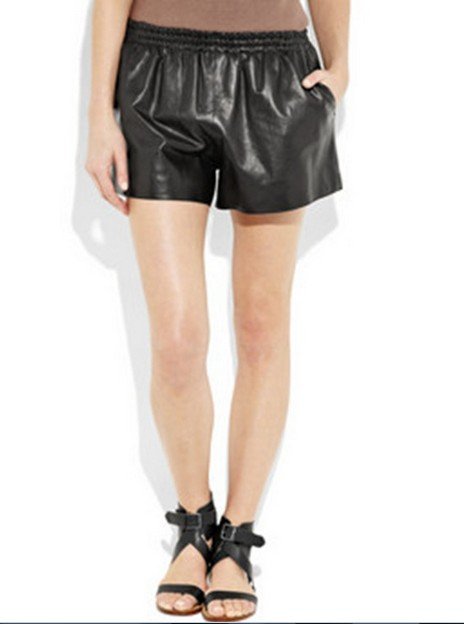 Vintage pockets leather pants shorts