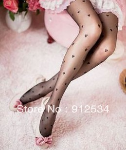 Vintage socks love black Core-spun Yarn ultra-thin pantyhose jacquard sexy stockings