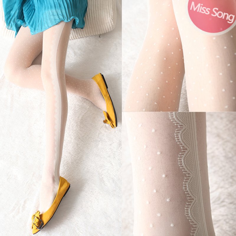 vintage stockings ultra-thin white jacquard polka dot lace decoration pantyhose