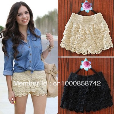 Vintage Summer Gorgeous Womens Sexy  Crochet Lace Shorts Hot Pants