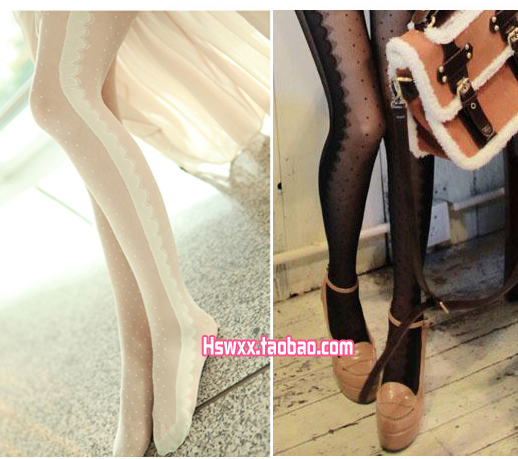 Vintage ultra-thin transparent black milky dot jacquard rompers wire socks female socks