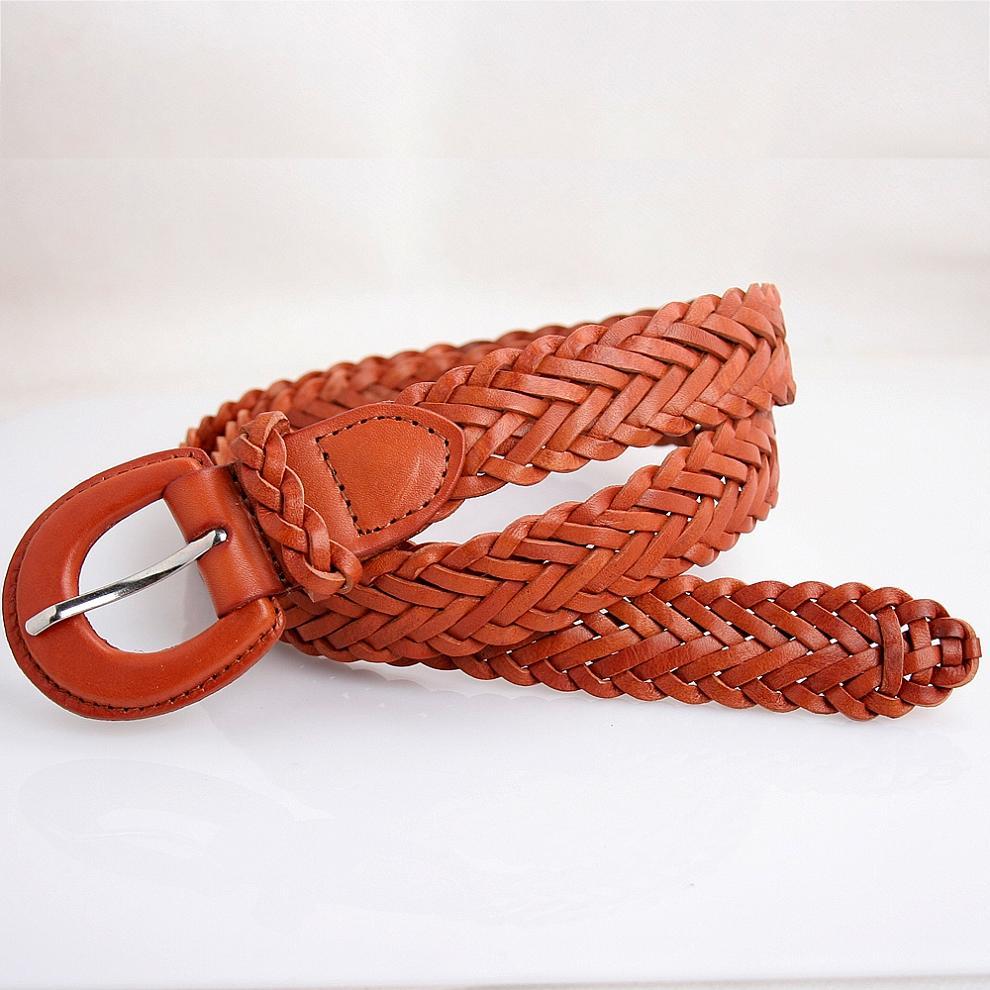 Vintage women's belt cutout fashion cowhide genuine leather women's genuine leather knitted anti-allergic strap