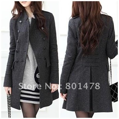 Vivi autumn women's stand collar wool woolen overcoat slim long design slim double breasted woolen outerwear trench