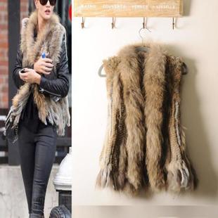 Vivi fashion all-match handmade raccoon fur tassel fur vest vest (FC002)