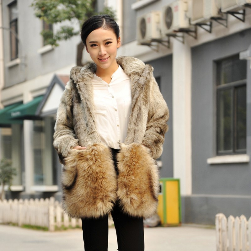 Vivi faux hooded ear hair ball thick outerwear cute overcoat female winter outergarment