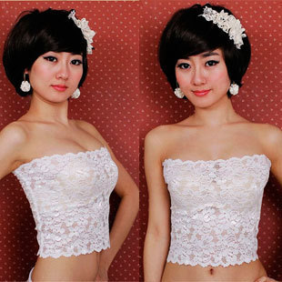 Vivi full lace decoration ultra long all-match basic tube top tube top belt pad