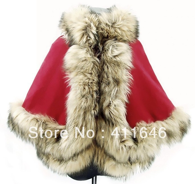 Vivi ladies nobility elegant luxurious fur collar double layer woolen cloak cape outerwear overcoat