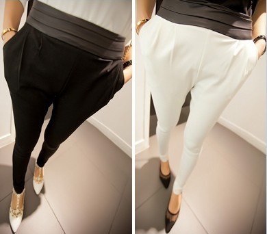 Vivi leather slim harem pants women spring casual pants long trousers