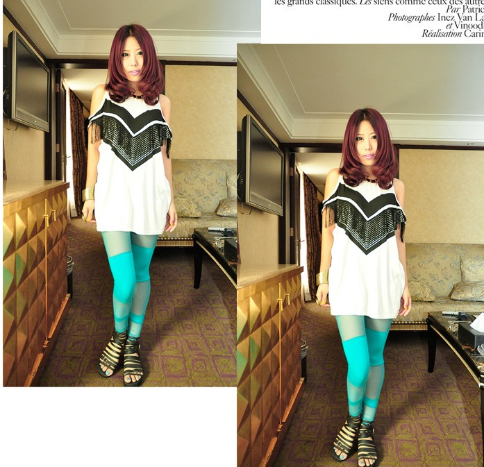 Vivi magazine recommend Candy color lace splicing leggings Fashion silk patchwork stockings (3 colors),shipping free