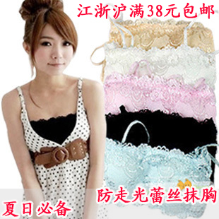 VIVI SHOP Anti emptied lace underwear two ways tube top bra with pad shoulder strap basic spaghetti strap qc2