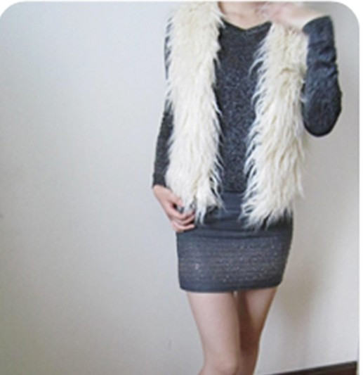 Vivi tanhuang wool fur no button vest plush vest