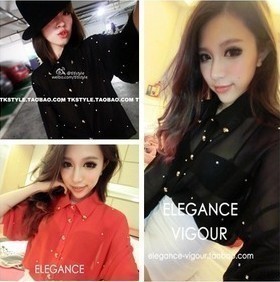 Vivi women's 2012 sparkling diamond gold beading short-sleeve chiffon loose shirt