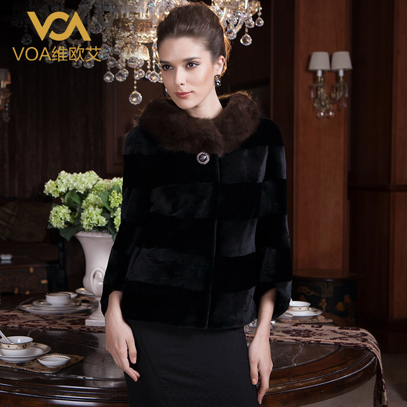 Voa hot-selling marten overcoat medium-long female mink fur coat y-gj1111