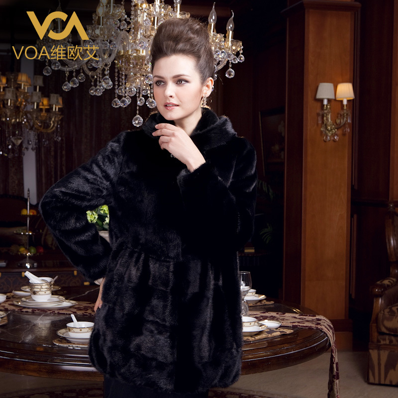 Voa hot-selling quality mink fur coat overcoat medium-long female sof981031