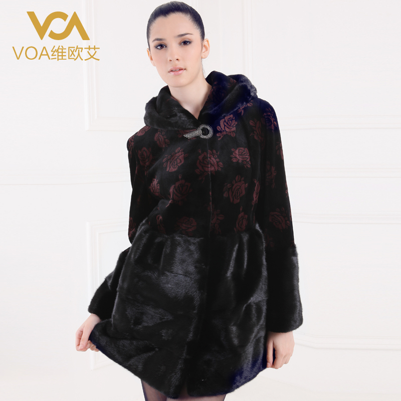 Voa limited edition 1 black marten velvet mink marten fur overcoat outerwear long design 9794