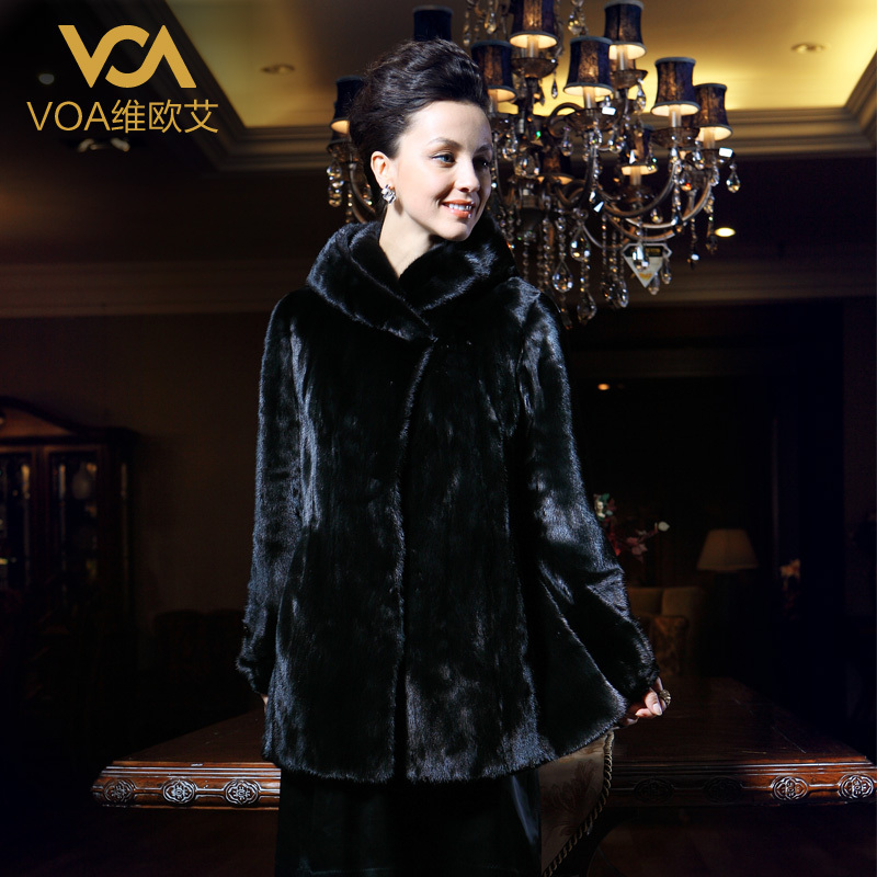 Voa limited edition 1 marten overcoat black long-sleeve noble classic medium-long w-3552-2