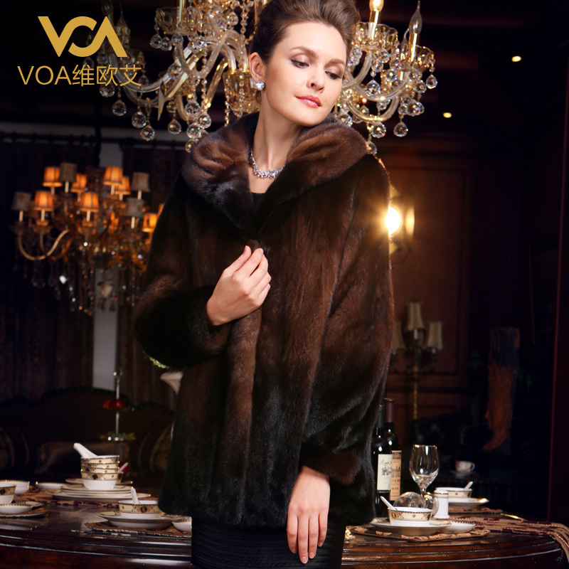 Voa marten overcoat 2012 female mink fur overcoat medium-long outerwear s-2967