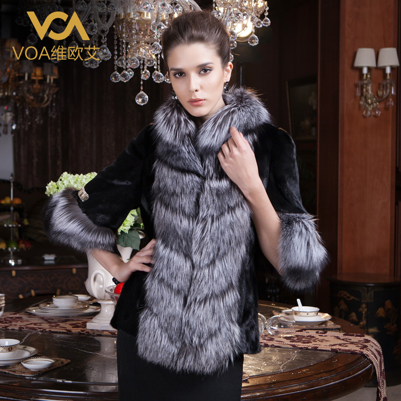 Voa marten overcoat female mink fur overcoat medium-long y-htn8281