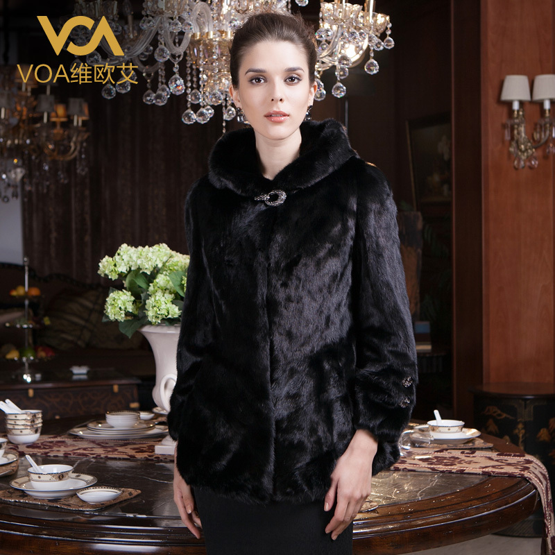 Voa marten overcoat female mink fur overcoat medium-long y-htn9009