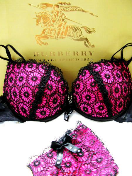 Vs pin black embroidery rhinestone powder quality fashion bra set underwear set