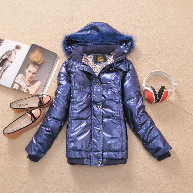 W-69 2012 female glossy comfortable thermal hooded real fur candy color wadded jacket - 0.67 ,Free shipping