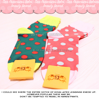 W sweet women's summer 100% cotton 100% cotton large polka dot sock color block candy female socks