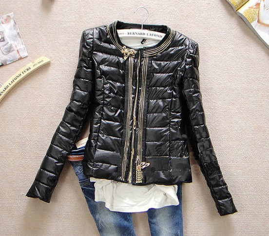 W.ZXS Free Shipping women's slim short design zipper plus cotton leather clothing PU wadded jacket outerwear hot4