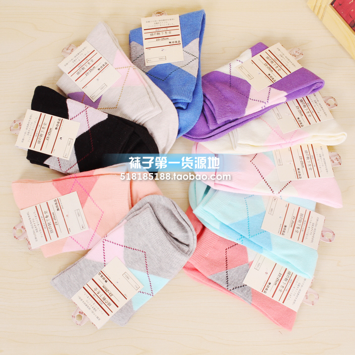 W76 socks autumn and winter women's classic candy color 100% cotton sock 100% cotton socks