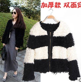 W99555 New women's  Long Fashion coat Korean Style  Coat  Faux lambs wool Outwear