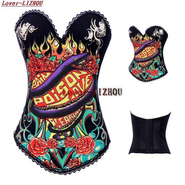 Waist cummerbund costumes punk snake print shaper corset underwear hanging buckle