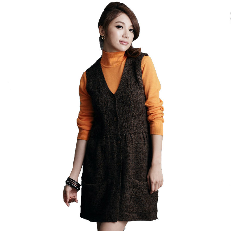 Waistcoat vest cardigan sweater women's vintage sleeveless outerwear