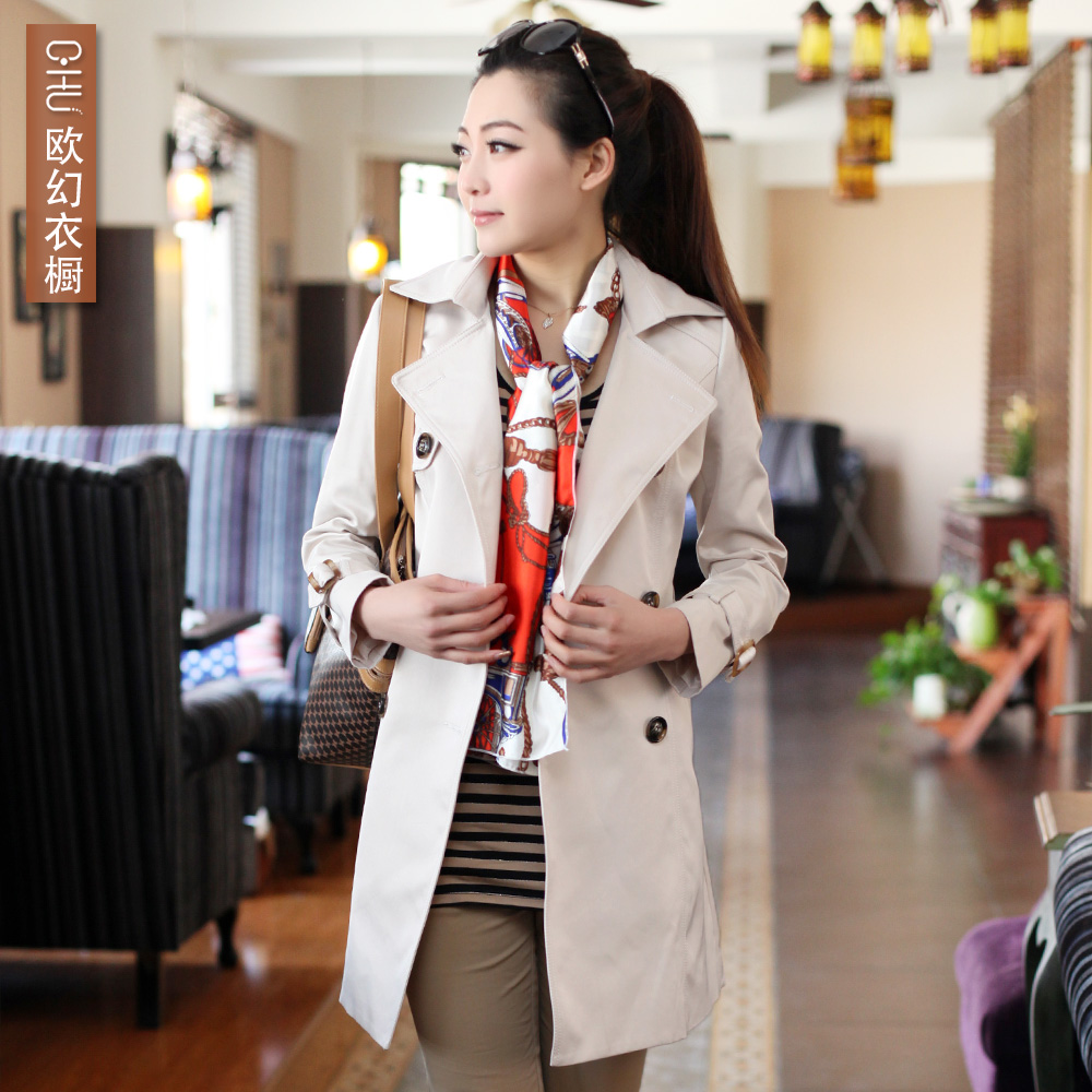 Wardrobe 2013 spring and autumn women's slim women's trench female outerwear medium-long outerwear