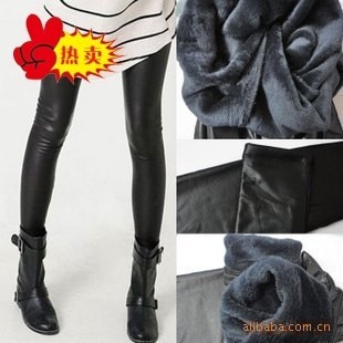 Warm pants brushed within the autumn and winter thickening thermal pants legging faux leather pants