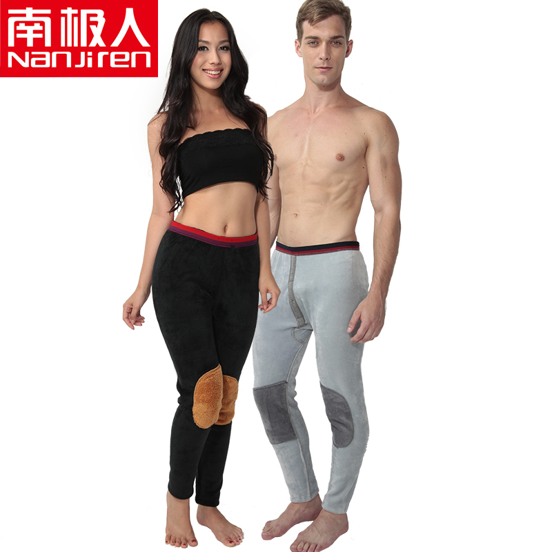 Warm pants wool coffee carbon kneepad thickening double layer thickening lovers warm pants