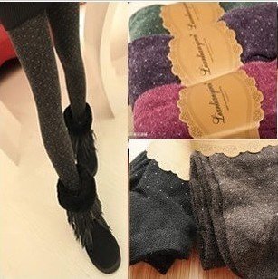 Water jade little band bright wire wool blended camel hair qiu dong upset trample feet pantyhose