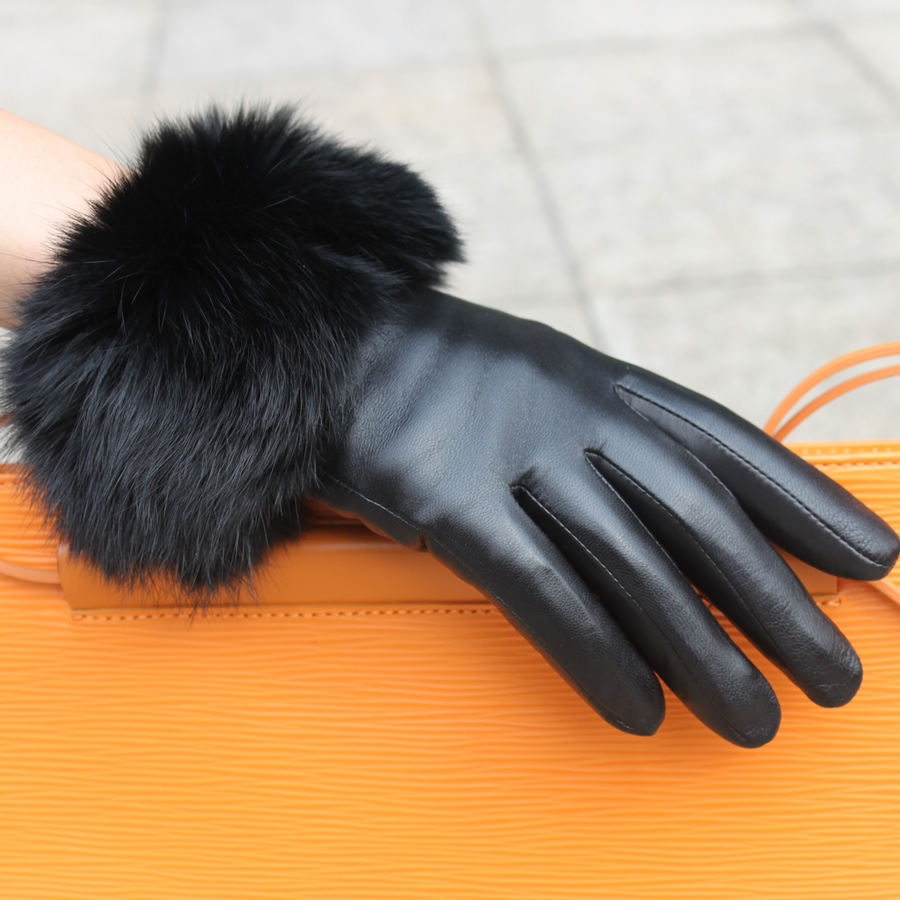 Water leather gloves women's sheepskin gloves female winter women's genuine leather gloves