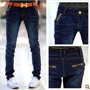 Water wash skinny pants denim trousers 11833 free shipping