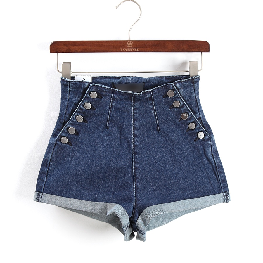 Water wash wearing white roll up hem button shorts tight high waist denim short trousers 2013 spring and summer female