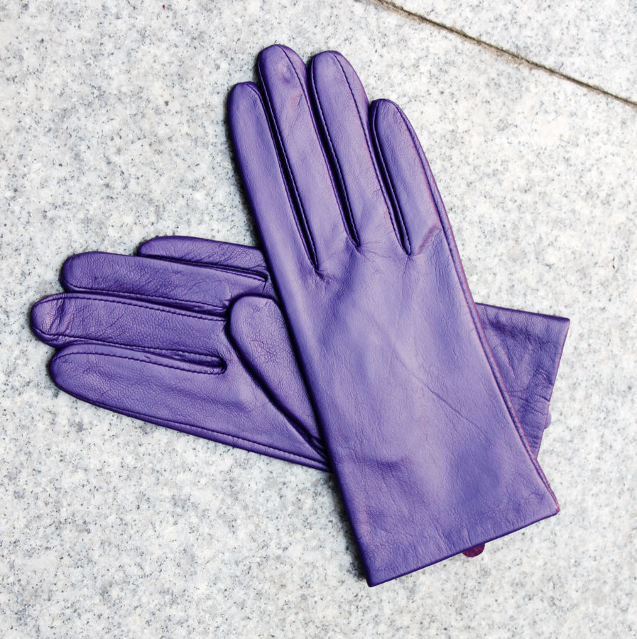 Water women's genuine leather gloves women's sheepskin purple