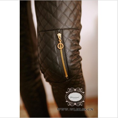 Watercubic check leather thickening legging pencil pants k017