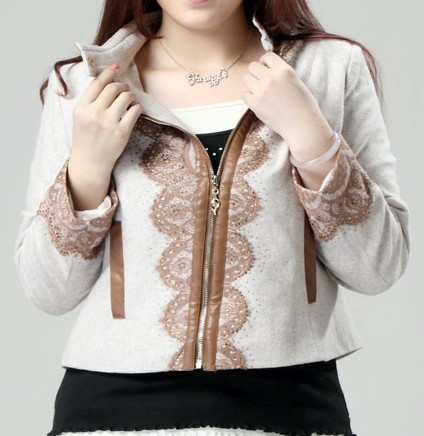 wc053 free shipping steetwear fashion lace jackets,short style full sleeve zipper open jackets