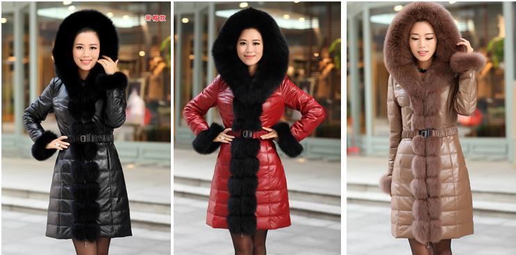 We only sell authentic product!!2012 ultralarge fox fur down coat genuine leather jacket Women's medium-long fur outerwear