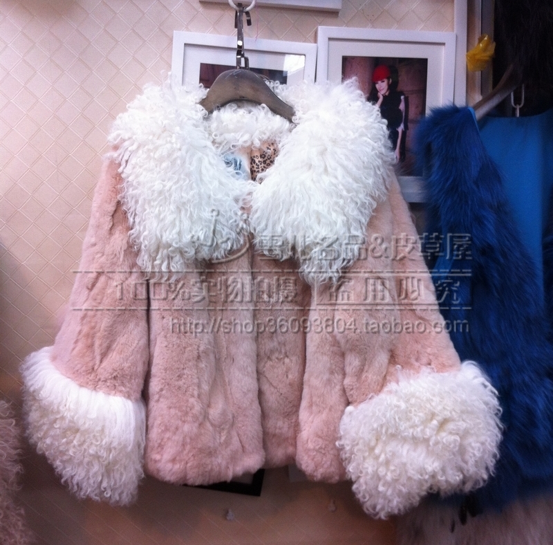 Weinstein rex rabbit hair ultralarge beach wool fur coat women fur