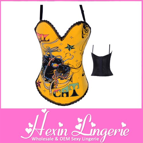 [WELCOME Halloween] Yellow Strap Lion Pattern Corset LB4471 Size S M L XL 2XL 1 Pcs Freeshipping + Dropship