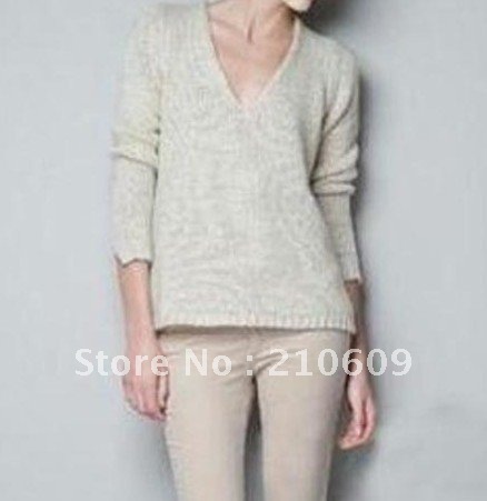 western new front short back long short back hollow-out V neck sweater