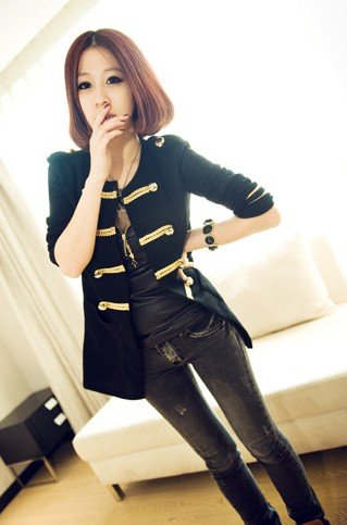 Western Style Gold Button Sweater Coat Women 'coat Black Restore Ancient Ways zzwpp